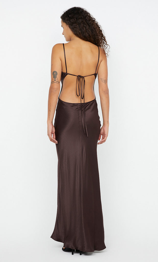 SOL TIE MAXI DRESS - DARK CHOCOLATE