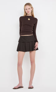 INGRID MINI SKIRT - CHOC PINSTRIPE