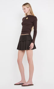 INGRID MINI SKIRT - CHOC PINSTRIPE