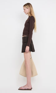 INGRID MINI SKIRT - CHOC PINSTRIPE