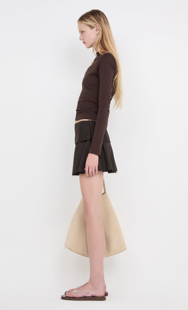 INGRID MINI SKIRT - CHOC PINSTRIPE