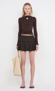 INGRID MINI SKIRT - CHOC PINSTRIPE