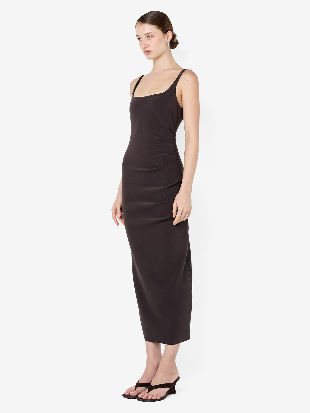 Bec + Bridge Karina Tuck Midi Dress in Brown
