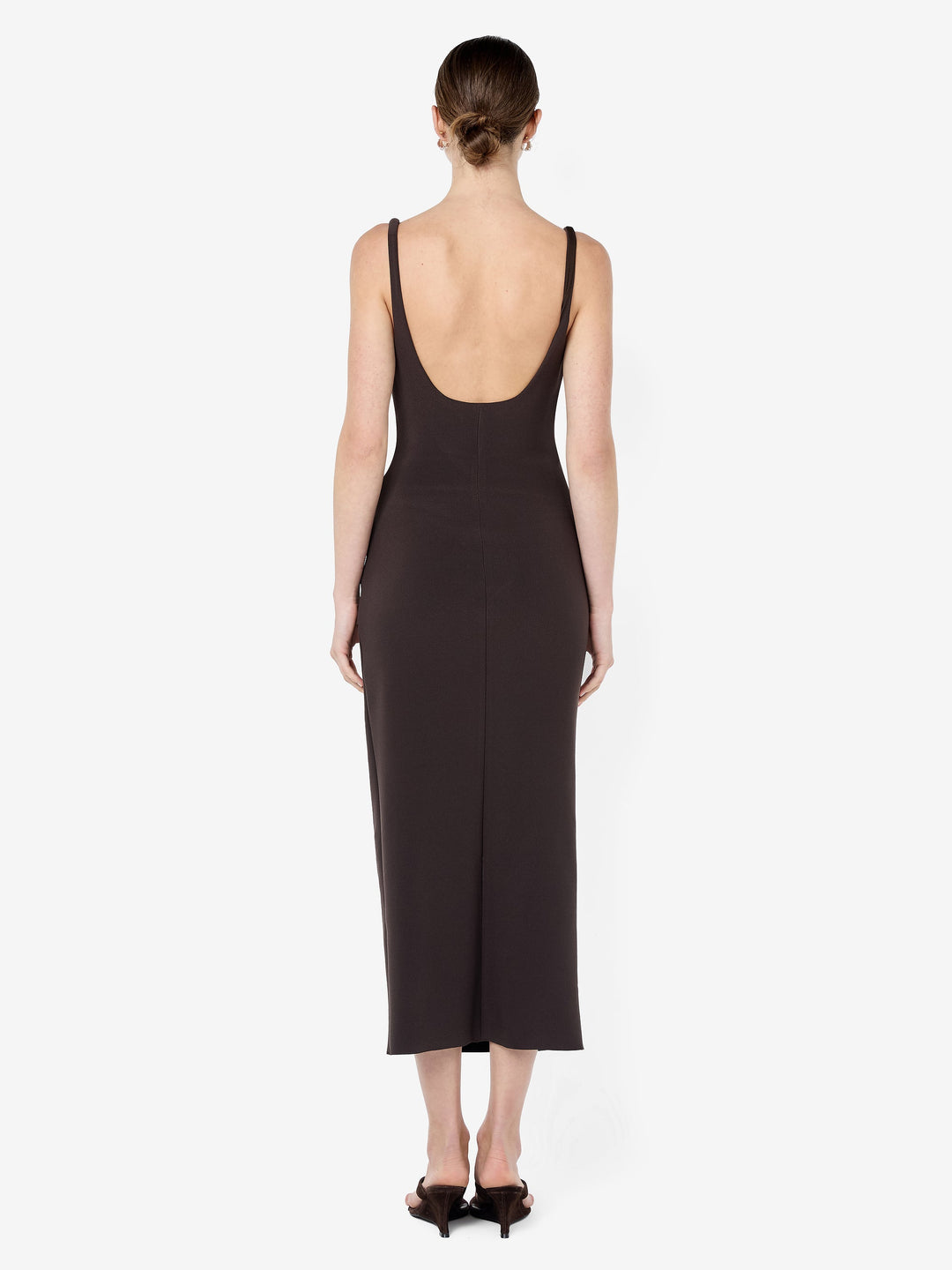 KARINA TUCK MIDI DRESS - ESPRESSO