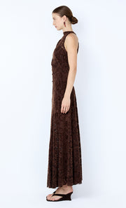 PAMELA HIGH NECK MAXI DRESS - CHOC