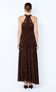 PAMELA HIGH NECK MAXI DRESS - CHOC