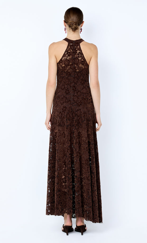 PAMELA HIGH NECK MAXI DRESS - CHOC