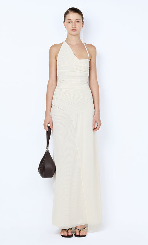 BRENNA PINTUCK MAXI DRESS - SNOW