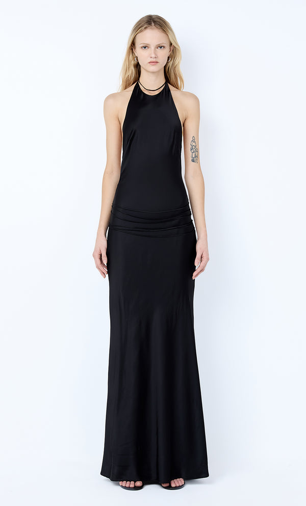 QUENTIN RACER MAXI DRESS - BLACK