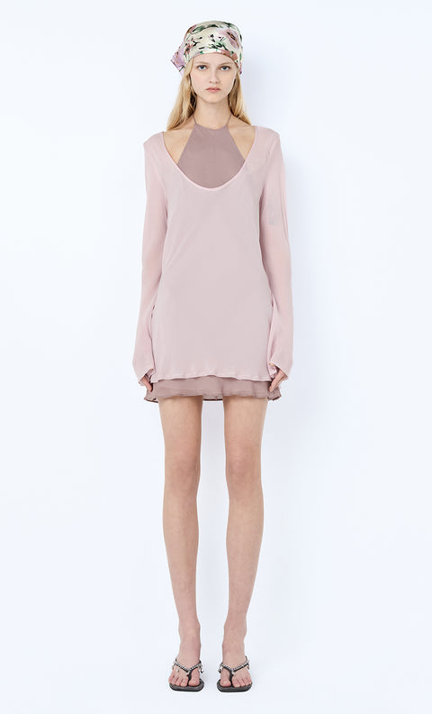 AUGUSTIN LAYERED MINI DRESS - MAUVE/MAUVE SMOKE