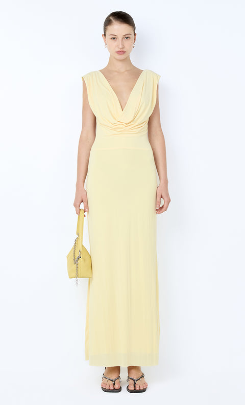 BRIGITTE COWL NECK MAXI DRESS - ICE YELLOW