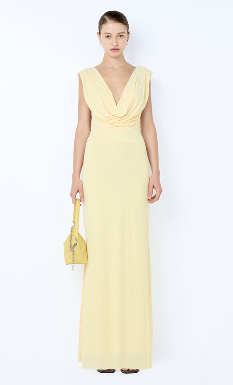 BRIGITTE COWL NECK MAXI DRESS - ICE YELLOW