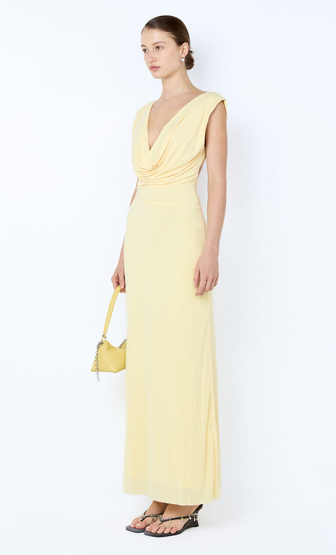 BRIGITTE COWL NECK MAXI DRESS - ICE YELLOW