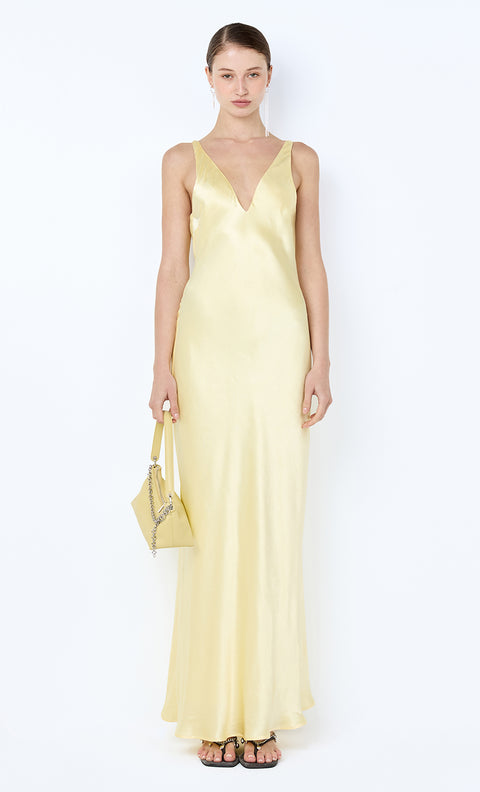 FLORENCE V NECK MAXI DRESS - CITRON