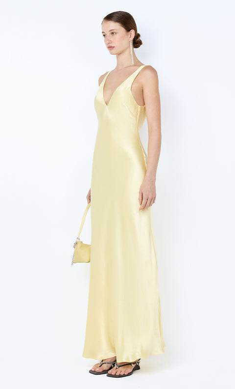 FLORENCE V NECK MAXI DRESS - CITRON