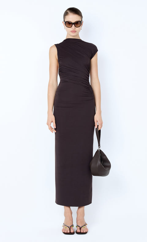 SOLENNE TWIST MAXI DRESS - DARK CHOCOLATE