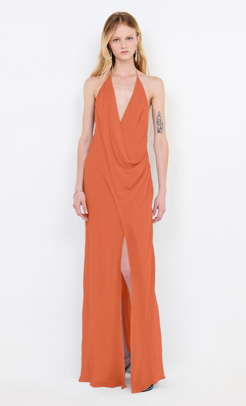 SABRINA DRAPE MAXI DRESS - PERSIMMON