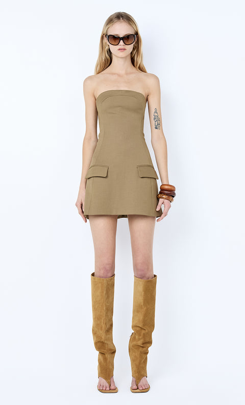 FAYE STRAPLESS MINI DRESS - OLIVE