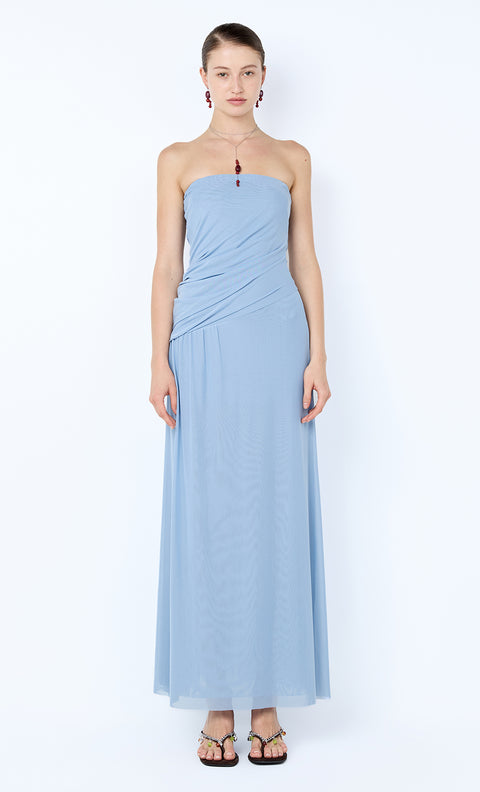 ISIDORE STRAPLESS MAXI DRESS - DENIM BLUE