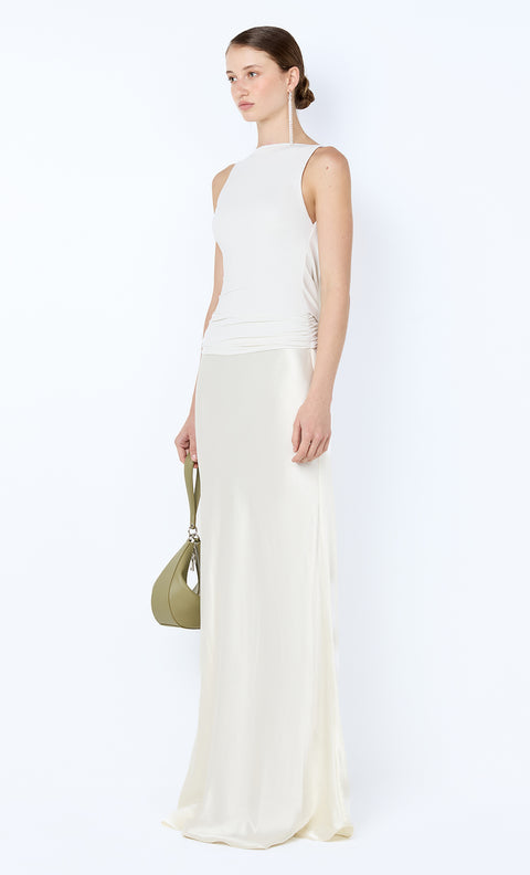 MIRABELLE COWL NECK MAXI DRESS - SNOW