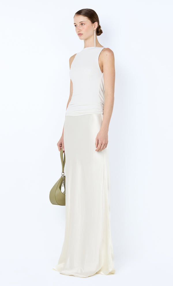 MIRABELLE COWL NECK MAXI DRESS - SNOW