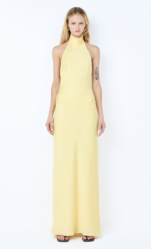 LISETTE HALTER MAXI DRESS - CITRON