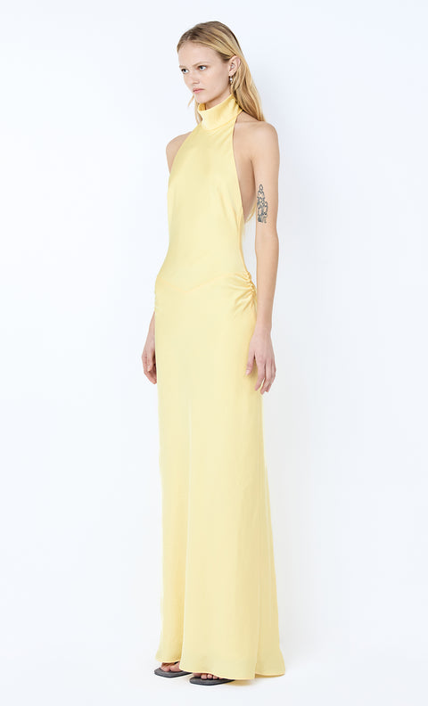 LISETTE HALTER MAXI DRESS - CITRON