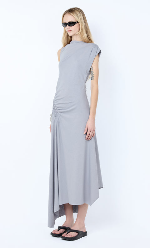 EMA ASYM DRESS - GREY BLUE