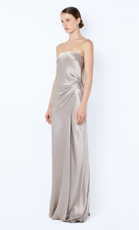 FLORENCE STRAPLESS MAXI DRESS - SILVER