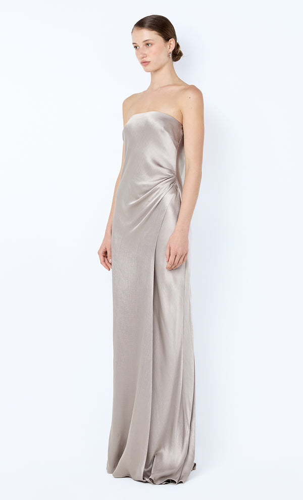 FLORENCE STRAPLESS MAXI DRESS - SILVER