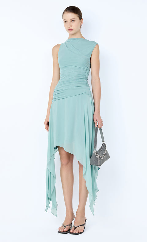 NICO ASYM MIDI DRESS - AQUA HAZE