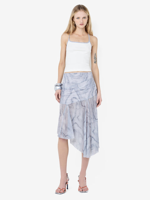 ETIENNE ASYM MIDI SKIRT - WOODGRAIN
