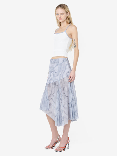 ETIENNE ASYM MIDI SKIRT - WOODGRAIN