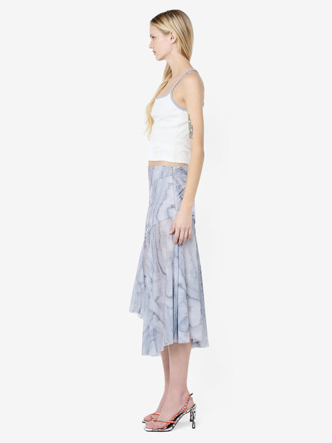 ETIENNE ASYM MIDI SKIRT - WOODGRAIN