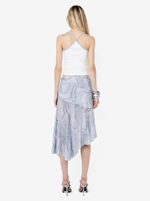 ETIENNE ASYM MIDI SKIRT - WOODGRAIN
