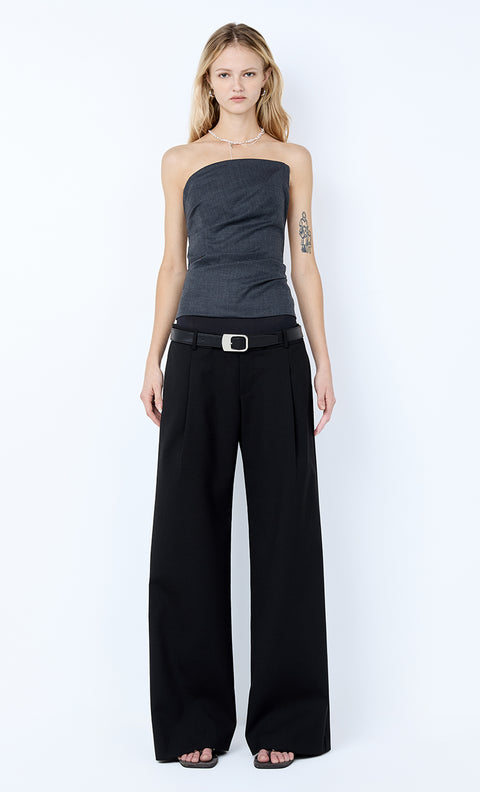 ELLIS ASYM STRAPLESS TOP - CHARCOAL