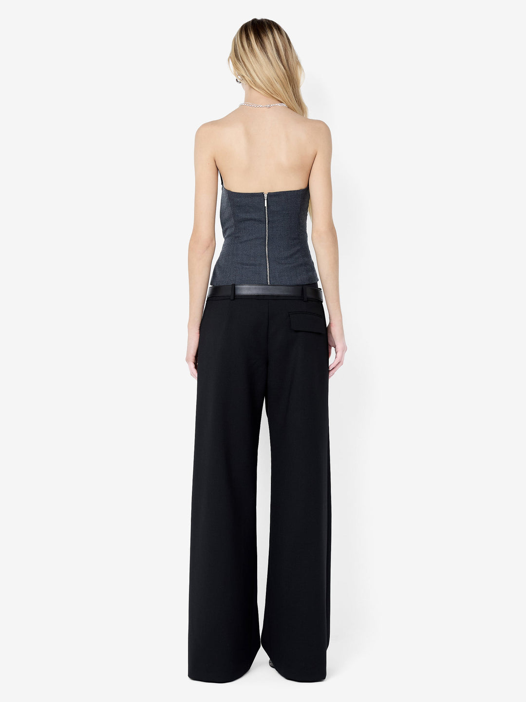 ELLIS ASYM STRAPLESS TOP - CHARCOAL