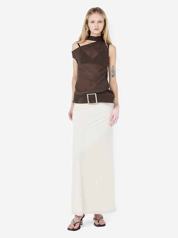 AUGUSTIN SCARF TOP - DARK CHOCOLATE