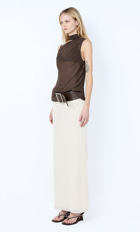 AUGUSTIN SCARF TOP - DARK CHOCOLATE