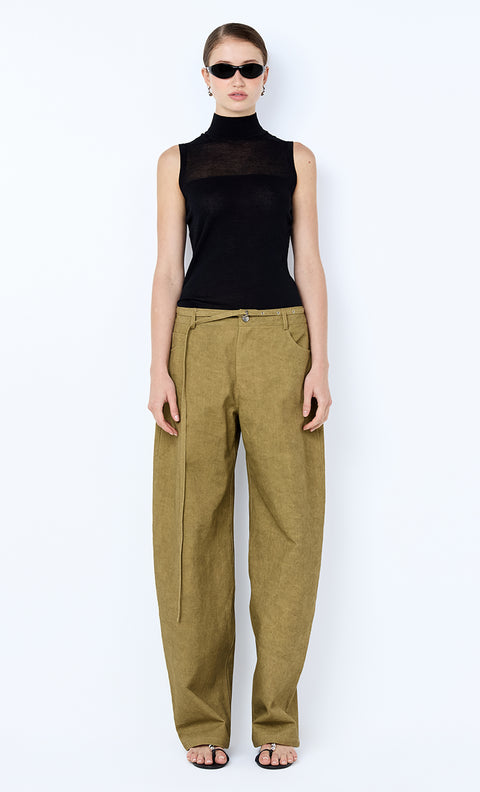 DAMIEN BARREL LEG PANT - MUSTARD