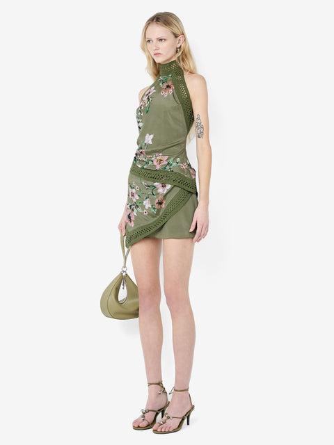 CAMELIA MINI SKIRT - OLIVE GARDENIA FLORAL