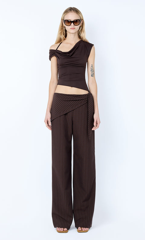 ANDRE OVERLAY PANT - CHOC PINSTRIPE