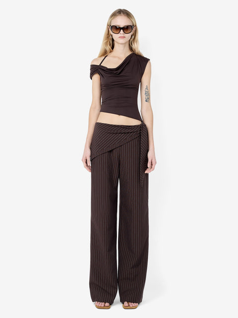 ANDRE OVERLAY PANT - CHOC PINSTRIPE