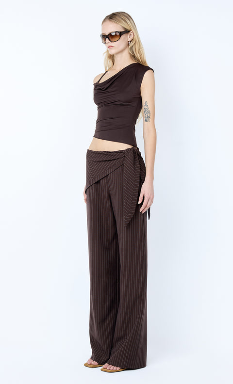 ANDRE OVERLAY PANT - CHOC PINSTRIPE