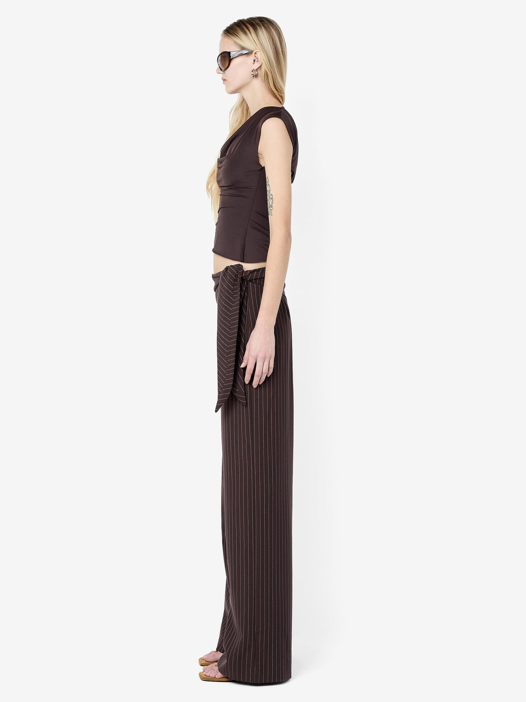 ANDRE OVERLAY PANT - CHOC PINSTRIPE