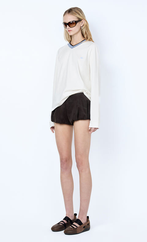 VARSITY LONG SLEEVE TEE - IVORY