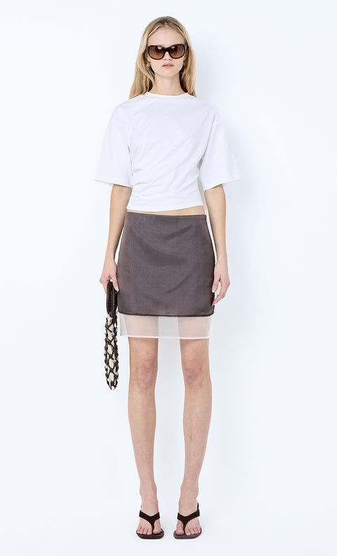 ELOISE LAYERED SKIRT - DARK CHOC/WHITE