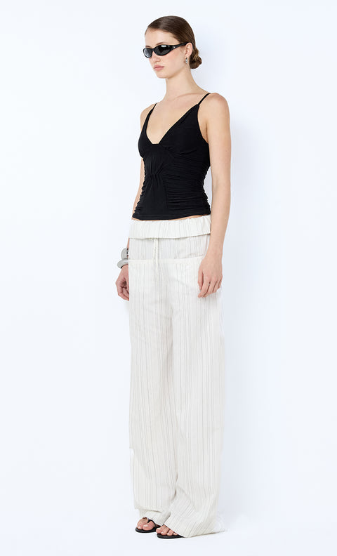 ROMI PANT - IVORY/BLACK STRIPE