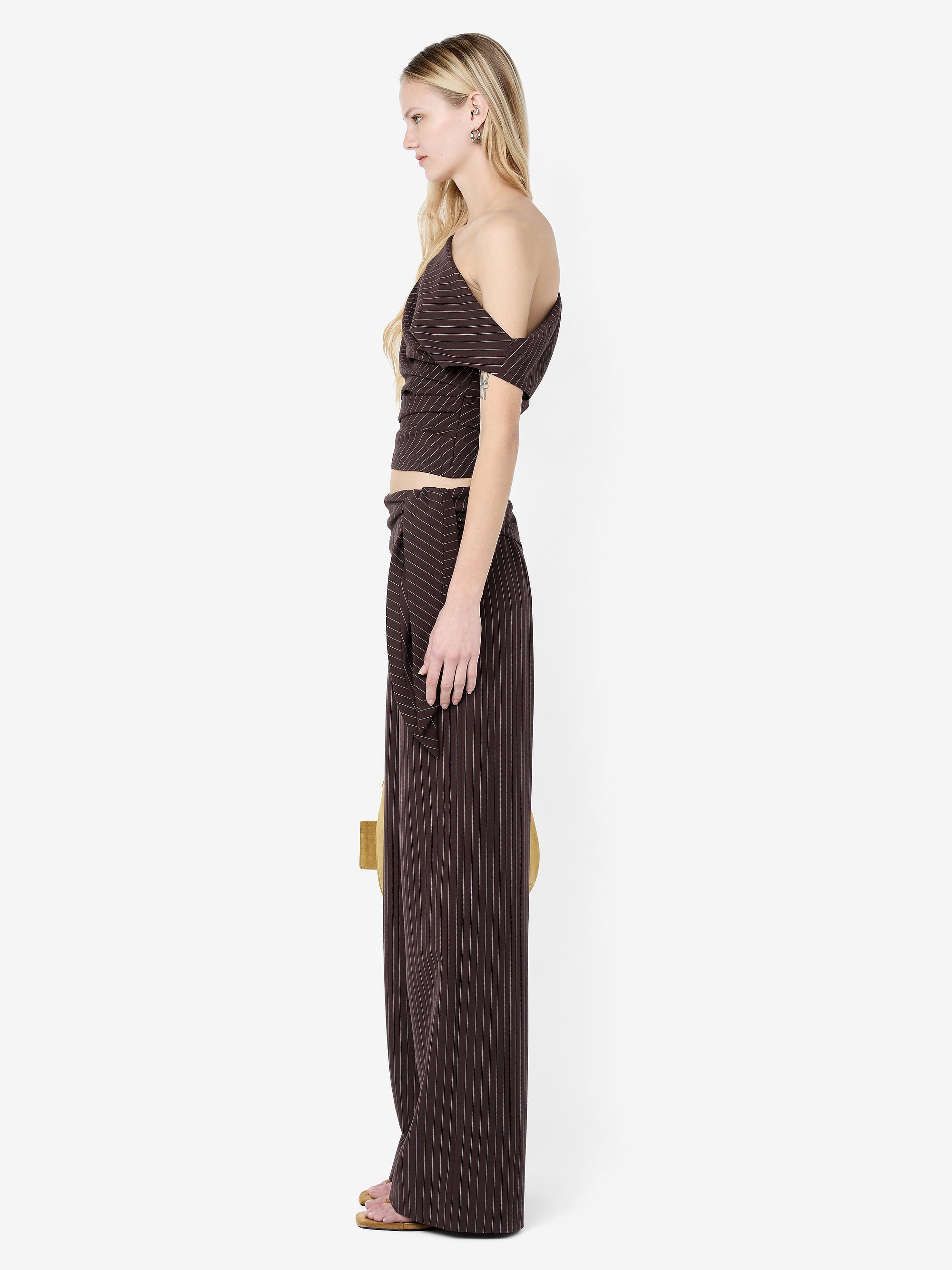 ANDRE ASYM TOP - CHOC PINSTRIPE – BEC + BRIDGE US