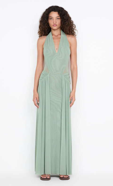 JUNIPER HALTER MAXI DRESS - PISTACHIO